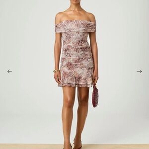 Elegant Off-Shoulder Dress in Cream and Brown